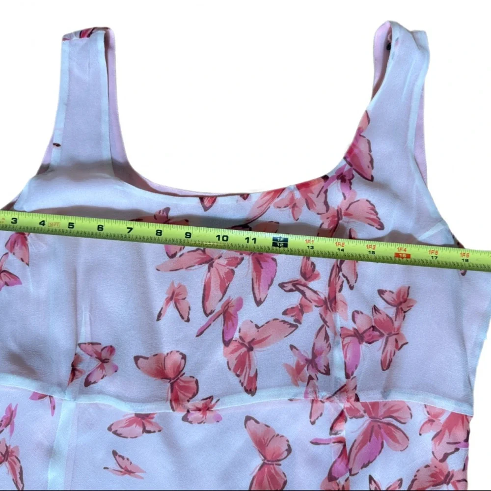 VTG Y2K Fairycore 100% silk lined butterfly empire waist midi dress Sz 14 - Picture 6 of 9